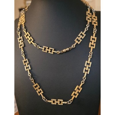Long Goldtone Necklace Textured Vintage Classic