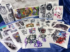 100 Waterproof Temporary Tattoos Pack - Animals Skulls Tribal Dreamcatcher Mix