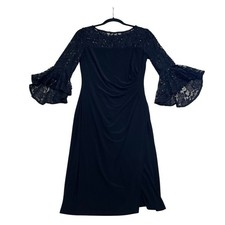Lauren Ralph Lauren women’s black lace dress gothic witchy flare sleeves sz 4