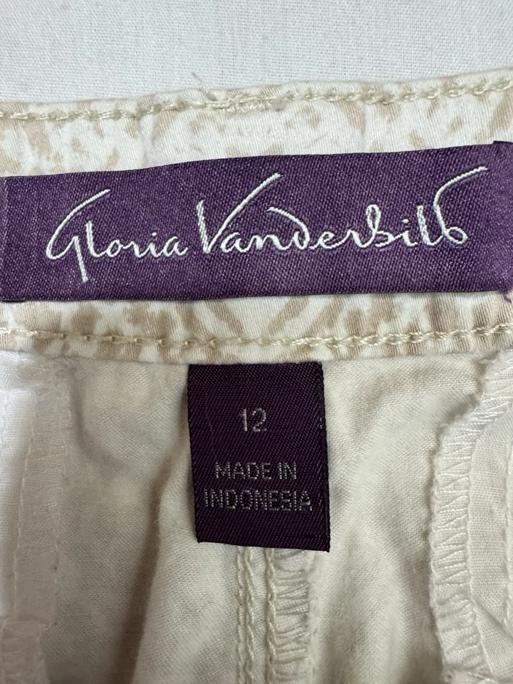 Pantalones Cortos Gloria Vanderbilt Mujer Talla 12 Blanco Con Diseño Geométrico Marrón Foto 3 de 4