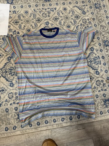 Neiman Marcus Mens Short Sleeve Large Multi Stripes Italy