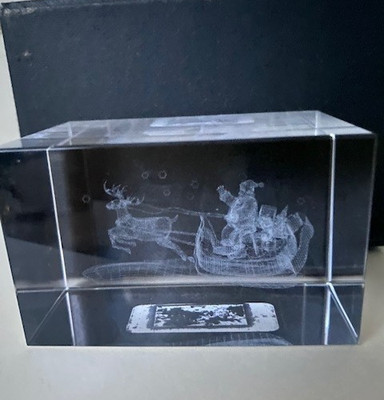 WEIHNACHTEN LASERGESCHLIFFENER KRISTALLBLOCK/BRIEFBESCHWERER FIGUR DEKORATIONEN VON LEONARDO LP7447