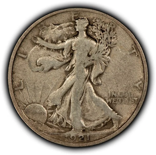 1921 50c Walking Liberty Half Dollar - Fine Key Date Coin - VIDEO - SKU-B5442