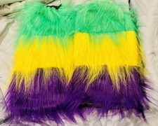 Mardi Gras Furry Leg Warmers Wraps /Costume Dress/ Yellow, Green, Purple