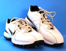 White Leather NIKE Power Channel TAC Soft Spike Golf Shoes Mens 9.5 EUC