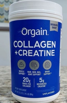 Orgain Collagen Peptides & Creatine Powder Unflavored 20g/5g 31.2oz