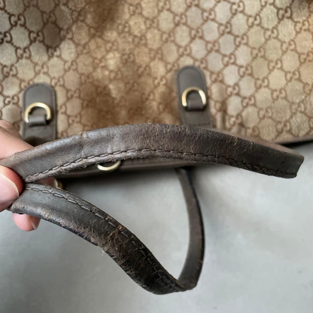 GUCCI Canvas Leather Tote Bag GG Brown C-260113-4 thumbnail 14