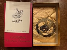 Vintage Godiva Chocolatier Ornament Lady Godiva On Horseback Gold Metal