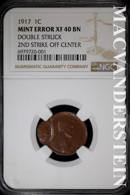 1917 Lincoln Cent- NGC XF 40 BN- Double Struck- 2nd Strike Off Center #SLA962