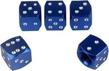 Aluminum Tire Valve Stem Caps 5-pack Blue Dice Design For Car And Color Blue