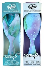 2 Pack Wet Brush Original Detangler Hair Brush Colorwash-Splatter Aqua