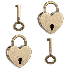 Candado en forma de corazón, mini candado antiguo con llave, cerradura vintage