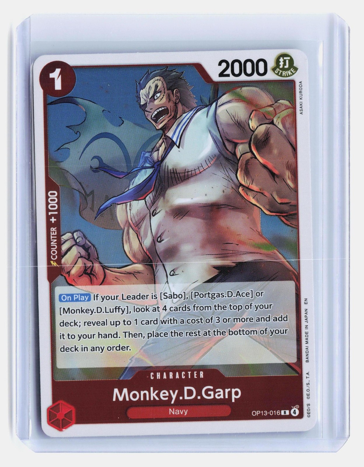 Monkey.D.Garp One Piece Carrying On His Will #OP13-016 Rare Foil