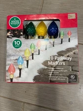 Winter Wonderland Pathway Martkers 10 Christmas Lights  new + bonus Xmas Ornemet