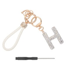 Initial Letter Keychain Letter H - Initial Wristlet KeyChain White