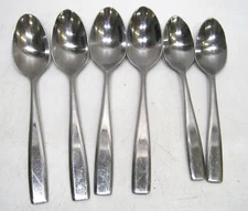 Set of 6 - Soup Spoons /Teaspoons Oneida Continuim Stainless Flatware