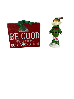 AGD Christmas Decor - Be Good Elf Elves Tier Tray Decor 2pc