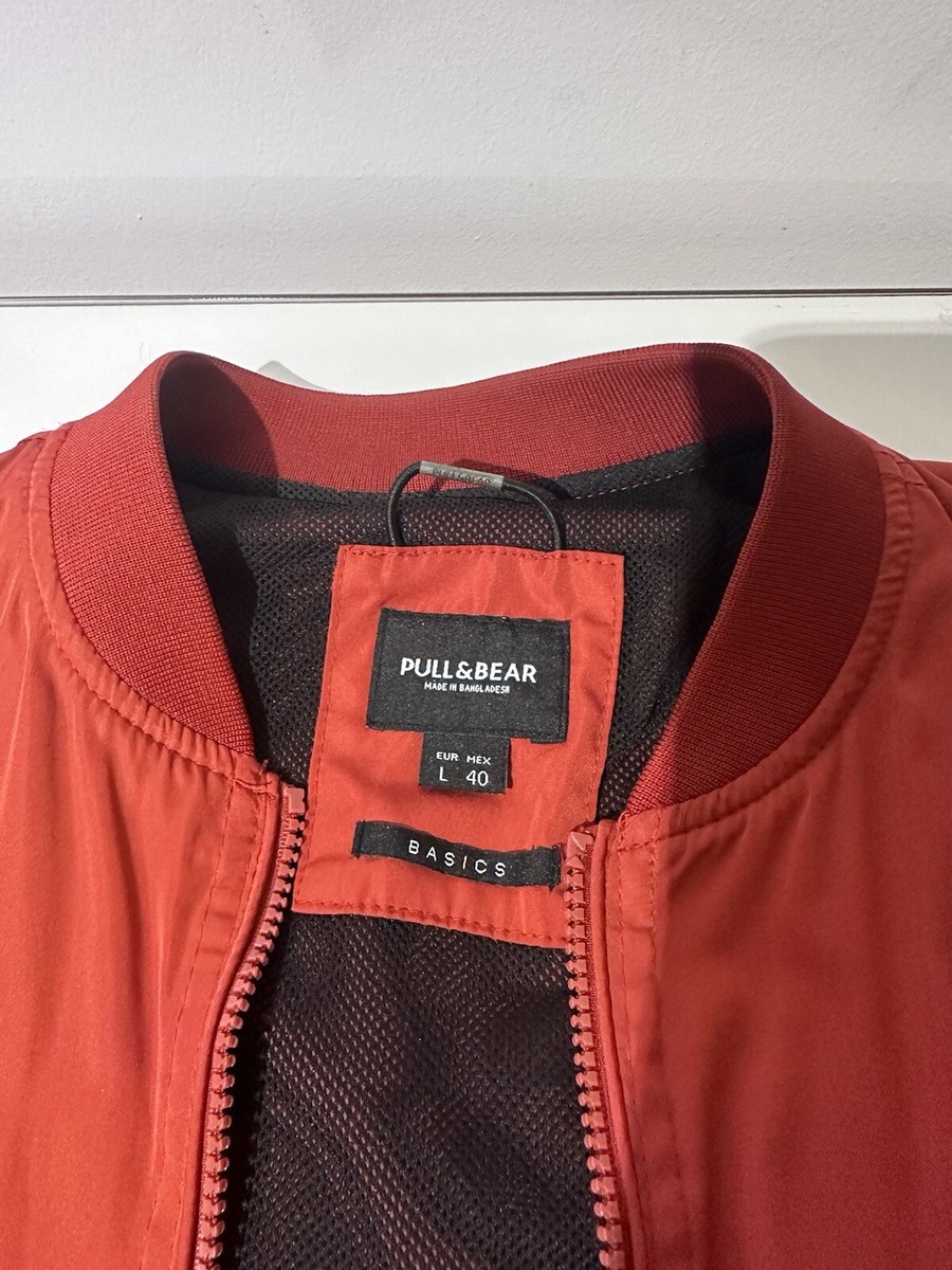 PULL BEAR Men Large Bomber Jacket Logo Size L UK