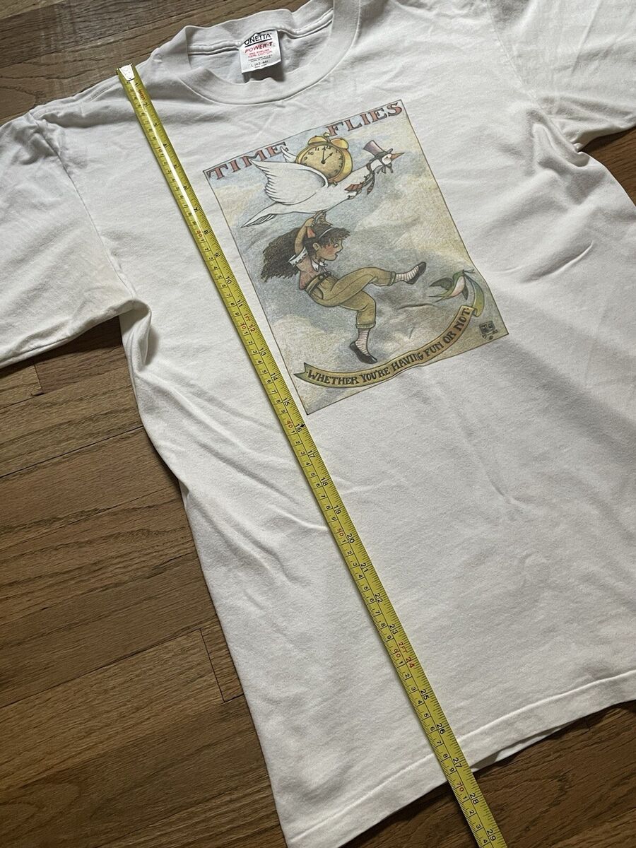 Vintage Oneita Power T Single Stitch Graphic Time Flies T Vintage Oneita Power T Single Stitch Graphic Time Flies T