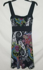 Womens Speechless Dress Size M Black Multi-color Paisley Empire Waist Dress