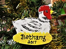 CHICKEN Ornament U CHOOSE NAME & YEAR Personalize Name Christmas Holiday Gift
