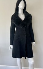Temperley Disigner Sheep Skin Coat Black Colour Size 10uk