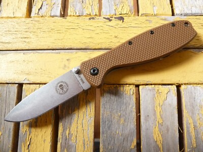 Randall BRK Folding ESEE Knife 3.5'' D2 Steel Blade Desert Tan Handle Zancudo
