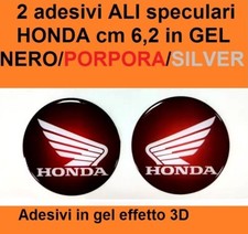 2 adesivi HONDA GEL 62mm Nero-Rosso-Silver Resinati morbidi scritta logo 3D Moto