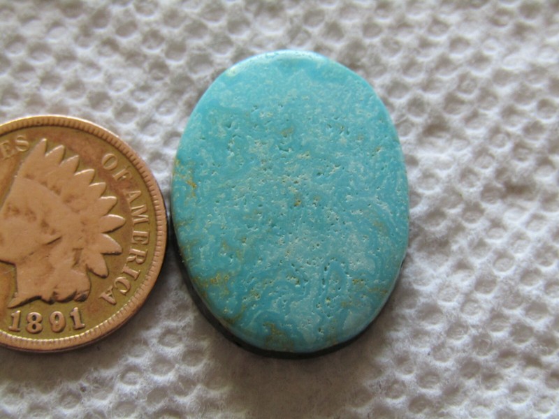 Turquoise Cabochon 16 carat Cab Unknown Origin Web Blue Green Boulder  