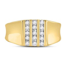 10kt Gold Mens Round Channel-set Diamond Triple Row Wedding Band Ring 1/4ctw