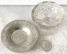 Antique EAPG EARLY AMERICAN PATTERN GLASS MINI COMPOTE PLATE Dollhouse Miniature