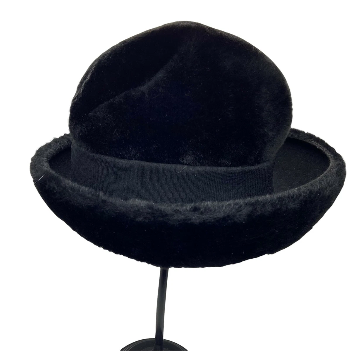 Retro Derby Hat Vintage Chesterfield Original Womens Black Fur Fitted Size 6 3/4 Fur Derby Vintage Hats for Women for sale | eBay main image 2