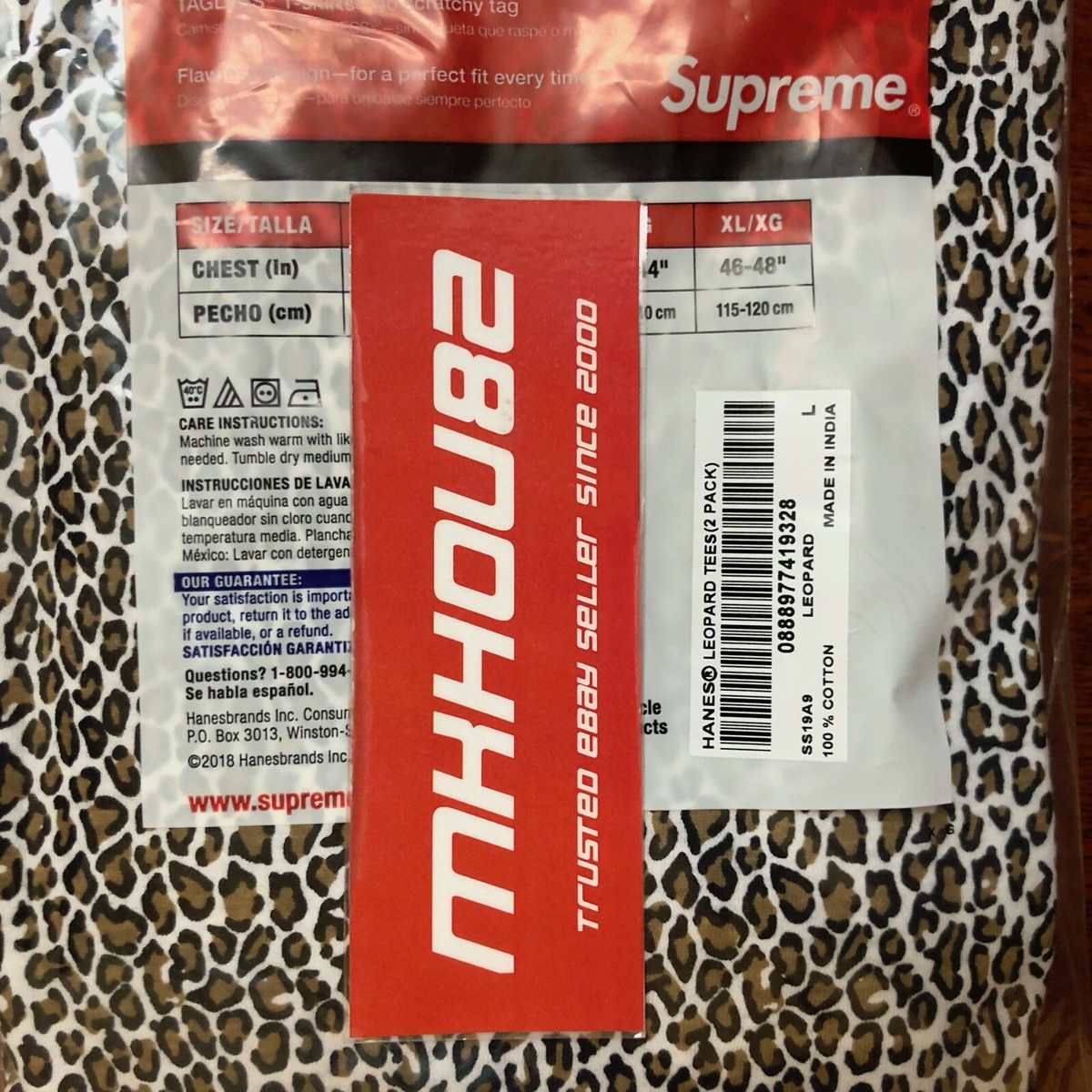 Supreme Hanes Leopard Tagless Tees 2 Pack Mens Sz Large S/s 2019 Supreme Hanes Leopard Tagless Tees 2 Pack Mens Sz Large S/s 2019