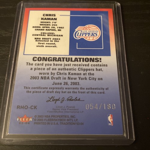 2003-04 Fleer Tradition Rookie Hüte ab #RHO-CK Chris Kaman/180 - Bild 2 von 3