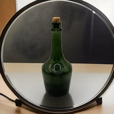 Vintage/Antique 1900-20 Benedictine Bottle France Green Glass Horseshoe Cross