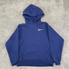 Vintage Nike Hoodie Boys Large 14-15 Blue Sweatshirt Hoodie Swoosh USA Y2K