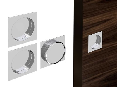 Unterputz Griffmulde für Schiebetür 2er Set Chrom Satin Nickel eckig