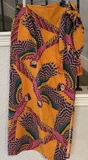 Farm Rio Womens Sarong Swim Cover-Up Orange with flying macaws.