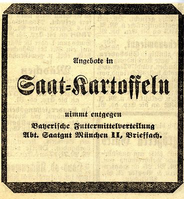 Bayerische Futtermittelverteilung Abt. Saatgut Mnch Historische Reklame von  1917 | eBay