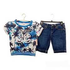 Girls Short Set-12-Juicy Couture-Old Navy-French Terry-Dark Wash Denim