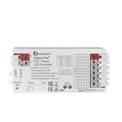 ZigBee 3.0 Pro+ 5 in 1 LED Strip Controller 20A RGBCCT/RGBW/RGB/CCT/Dimmer