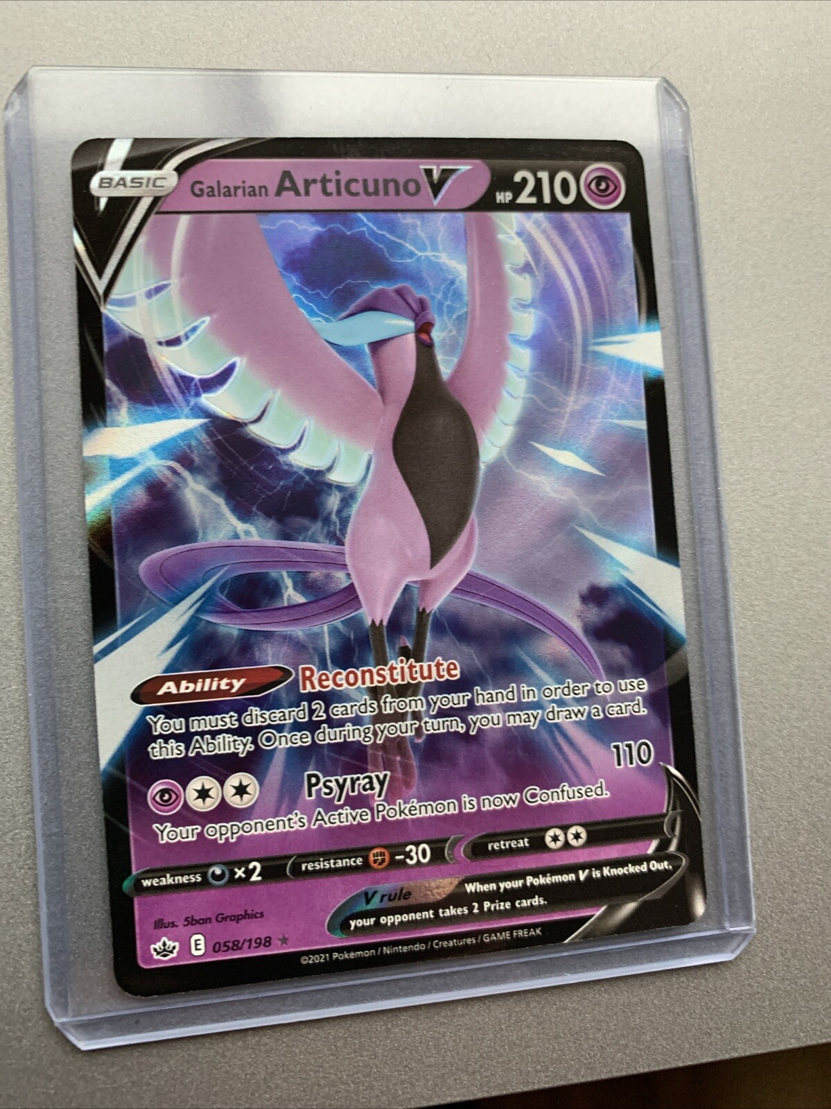 Galarian Articuno V 058/198 Ultra Rare Chilling Reign Pokemon Card - NM