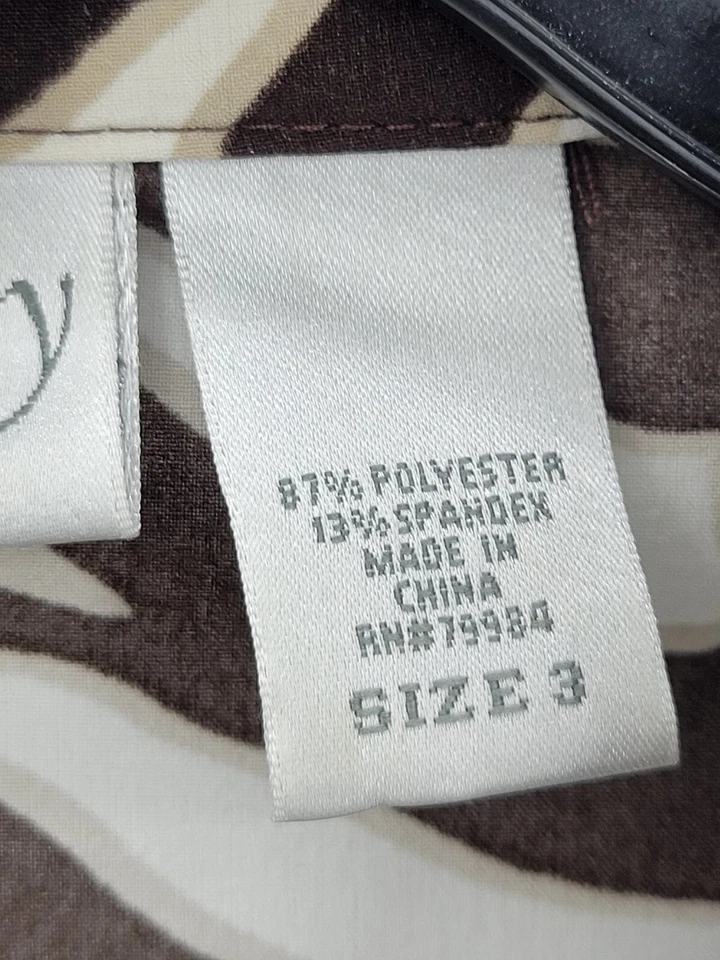 Chicos Zenergy Jacket Womens XL 3 Brown Zebra Print 3/4 Sleeve Performance Zip - Image 4 of 4