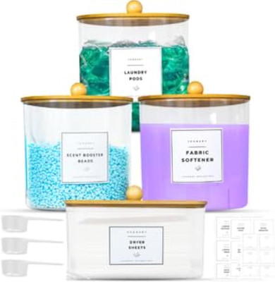Laundry Detergent Dispenser Containers - 4 Pack Laundry Powder Container & Dryer