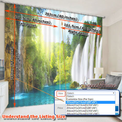Deep Green Bamboo 3D Blockout Photo Mural Printing Curtains Draps Fabric Window - Picture 9 of 9
