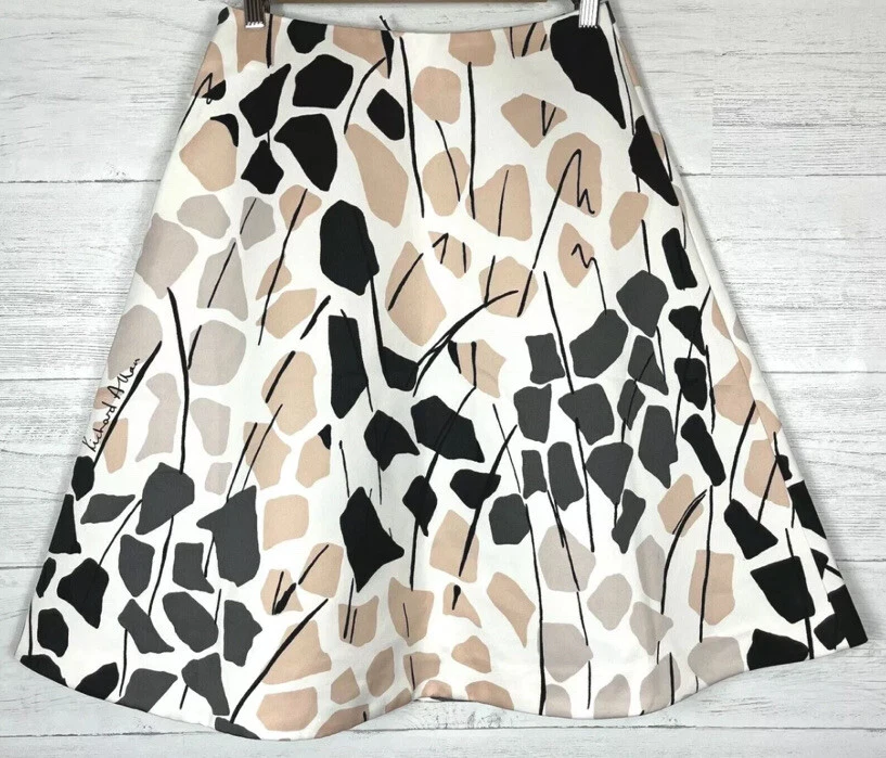 Womens A Line Flare Satin Print Skirt Size 6 Knee Length Richard