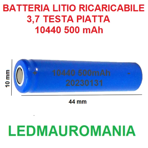 Pila AAA Batteria Litio Ricaricabile 10440 3.7V 500 mAH SOFTAIR Torce Ministilo