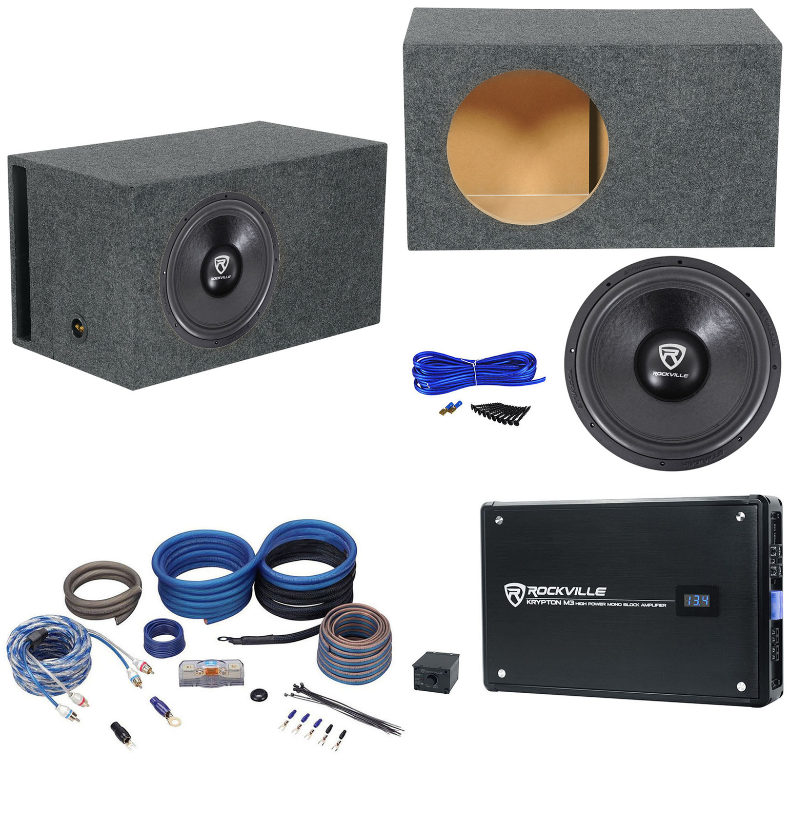 Rockville W15K6D2 V2 15 Сабвуфер мощностью 4000 Вт Вентилируемый сабвуфер Моноусилитель Комплект усилителей 65490₽