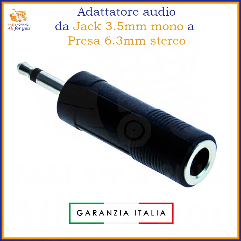 Adattatore Audio Jack Spina Mono 6,35 Mm - Presa Stereo 6,35 - Foto 4