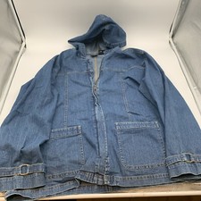 Erika Womens Jacket Sz Larger Denim Zip Up Hoodie